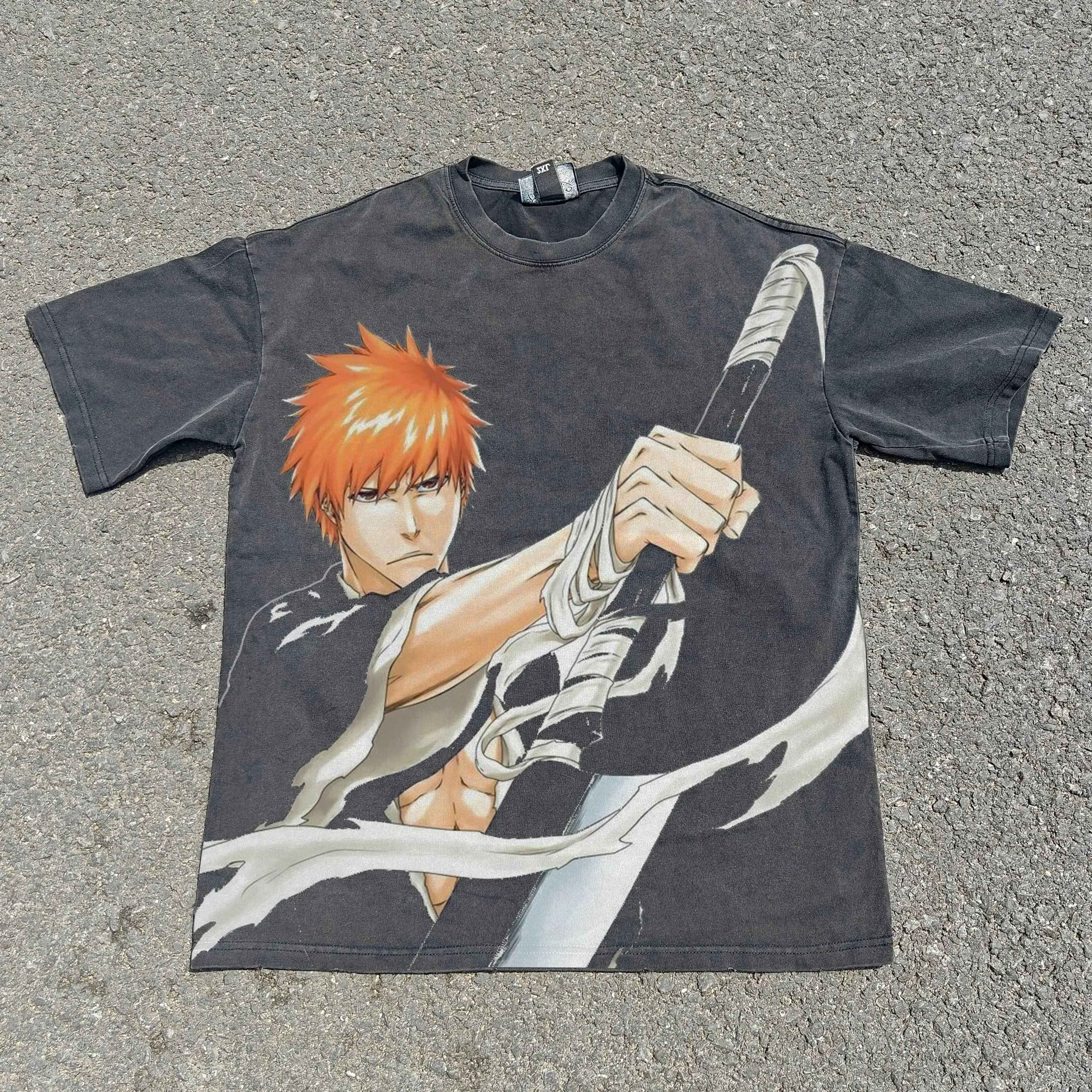 Ichigo Kurosaki Acid Wash T-shirt