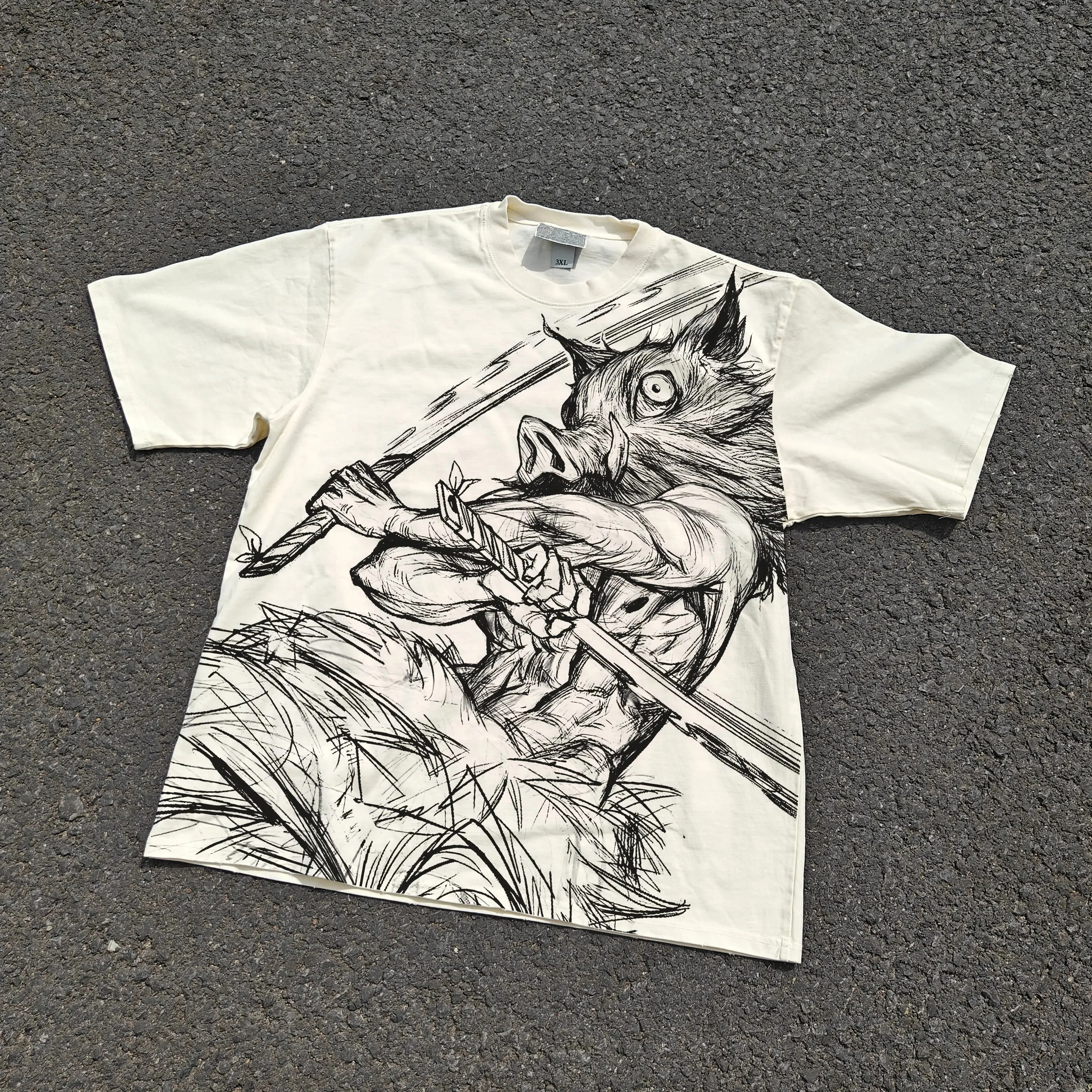 Inosuke "Beast Breathing Swordsman" Acid Wash T-shirt