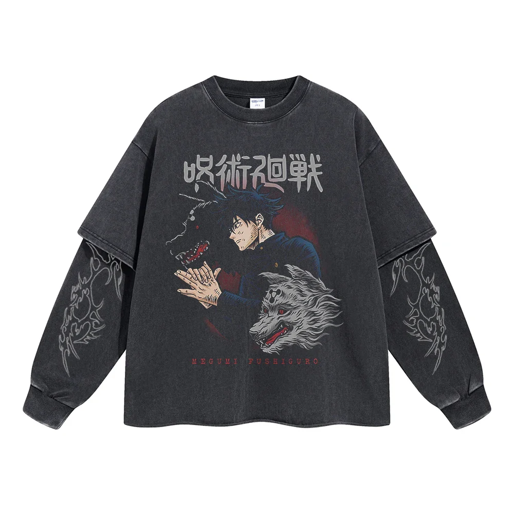 Megumi Fushiguro Vintage Double Sleeve T-shirt