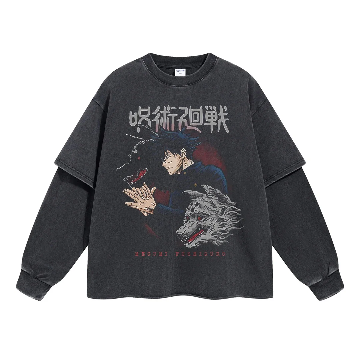Megumi Fushiguro Vintage Double Sleeve T-shirt - Image 2