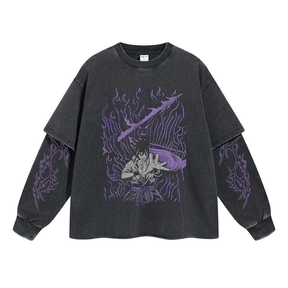 Sasuke Uchiha Vintage Double Sleeve T-shirt